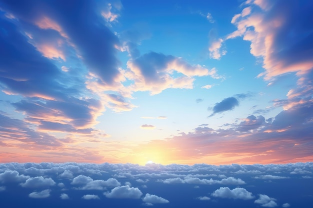 beautiful blue sunset sky with white clouds background