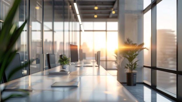 Beautiful blurred background of a light modern office interior