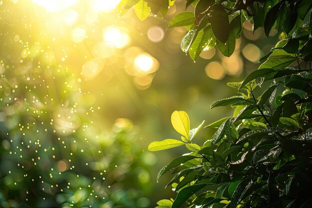 Beautiful Blurry View of Sunlight with Trees and Leaves for NatureInspired Background