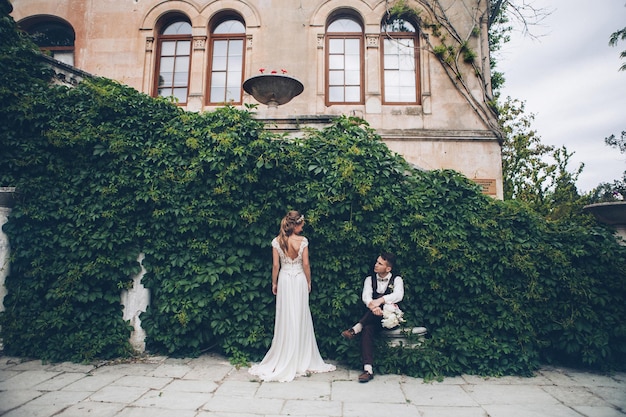 Beautiful boho wedding couple