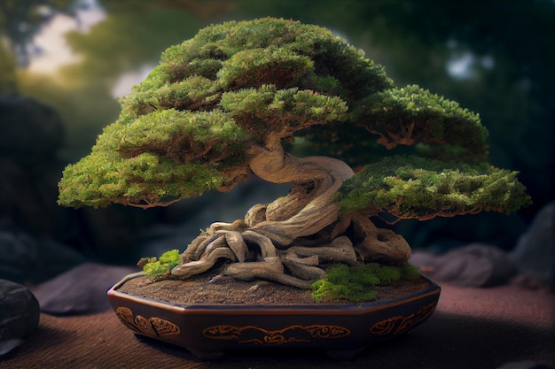 Beautiful bonsai tree in the garden