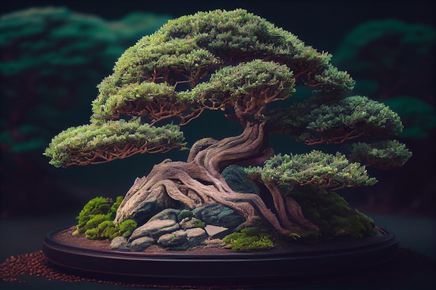 Beautiful bonsai tree in the garden