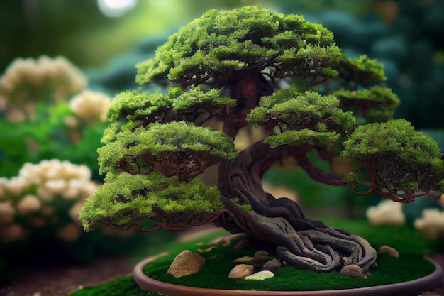 Beautiful bonsai tree in the garden