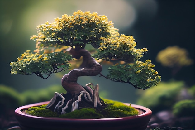 Beautiful bonsai tree in the garden