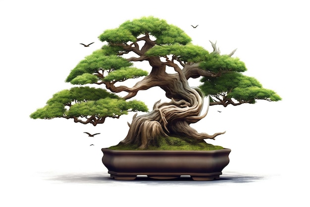 Beautiful bonsai tree on white background realistic very detailed