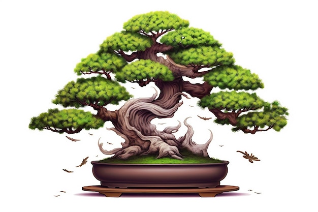 Beautiful bonsai tree on white background realistic very detailed