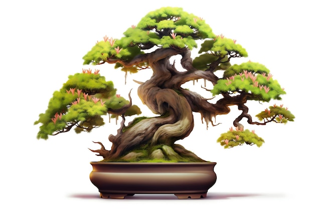 Beautiful bonsai tree on white background realistic very detailed