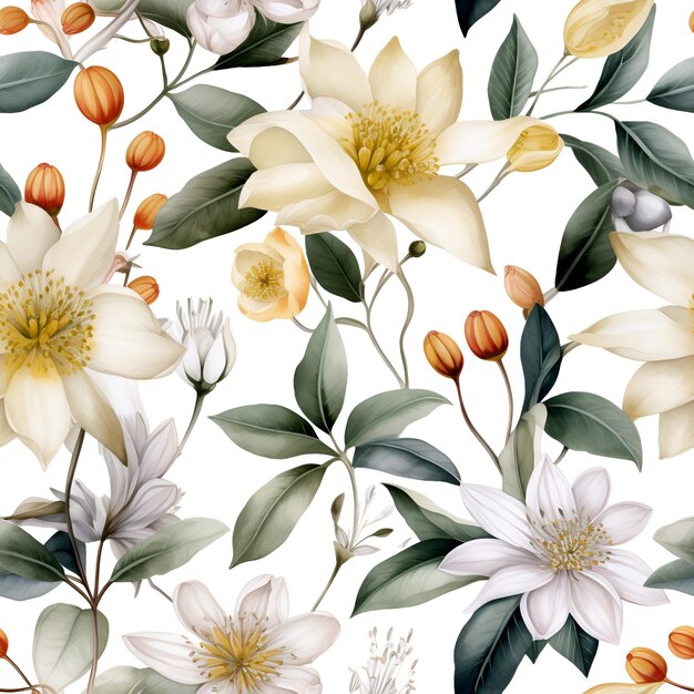 Beautiful Botanical floral seamless pattern