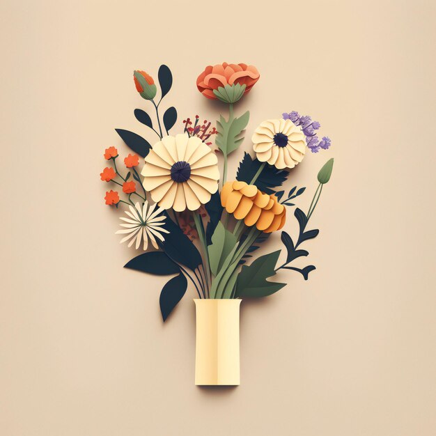 beautiful bouquet of flowers minimalist style