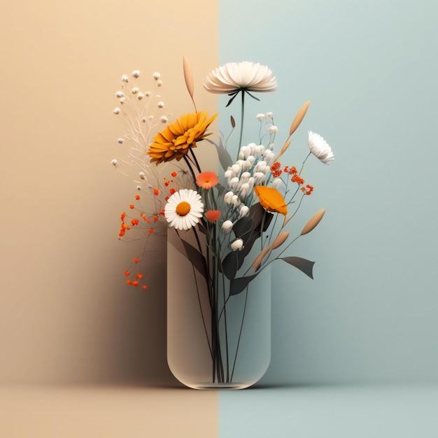 beautiful bouquet of flowers minimalist style