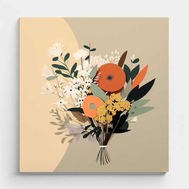 beautiful bouquet of flowers minimalist style