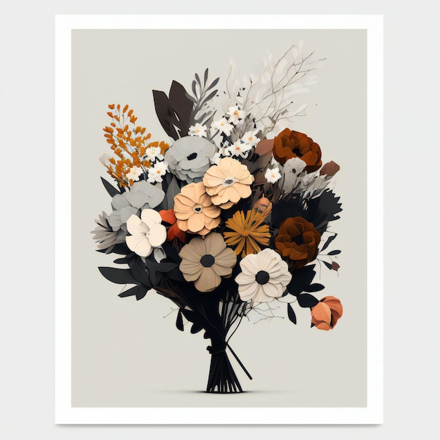 beautiful bouquet of flowers minimalist style