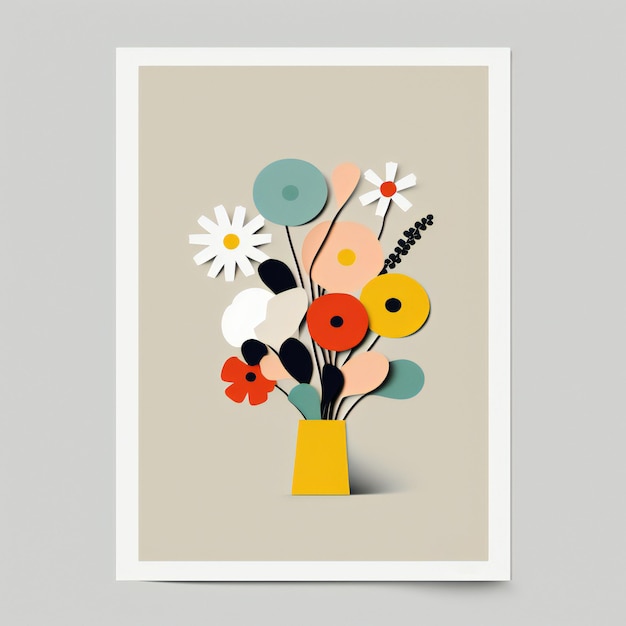 beautiful bouquet of flowers minimalist style