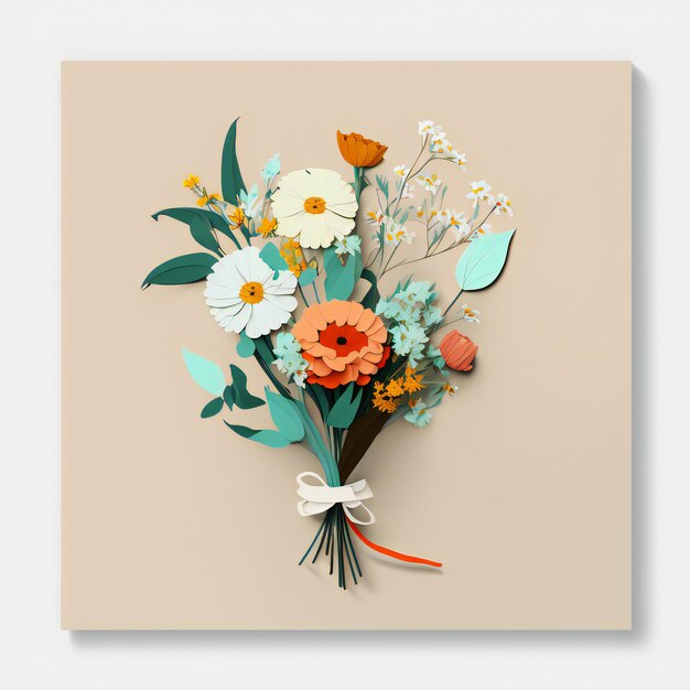 beautiful bouquet of flowers minimalist style