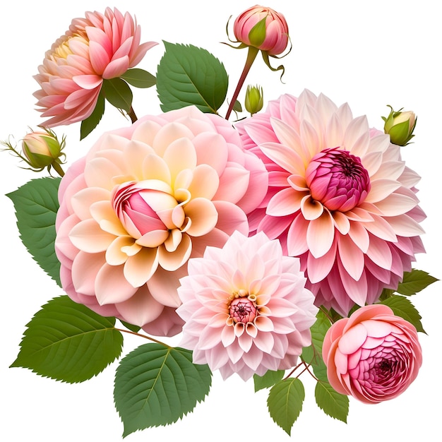 Beautiful bouquet of flowers roses and dahlia