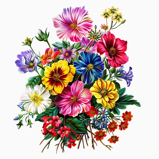 Beautiful bouquet of flowers on white background Colorful bouquet of flowers vibrant floral