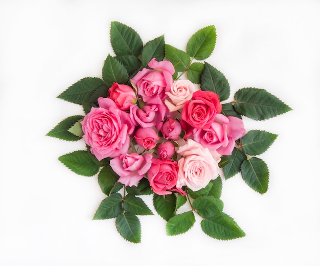 Beautiful bouquet of natural roses isolated