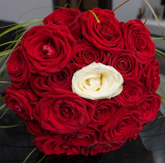 Beautiful bouquet of red roses