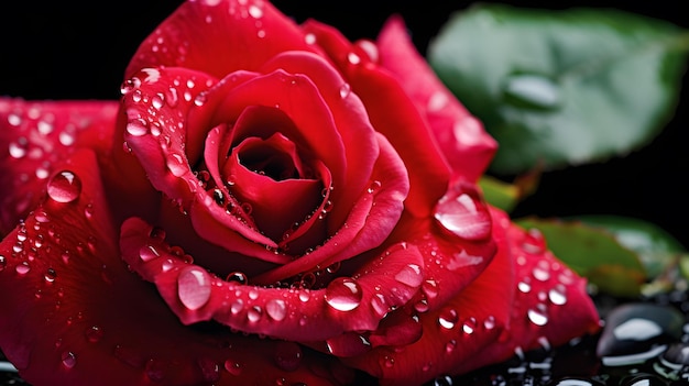 Beautiful bouquet of roses Closeup shot of a red rose