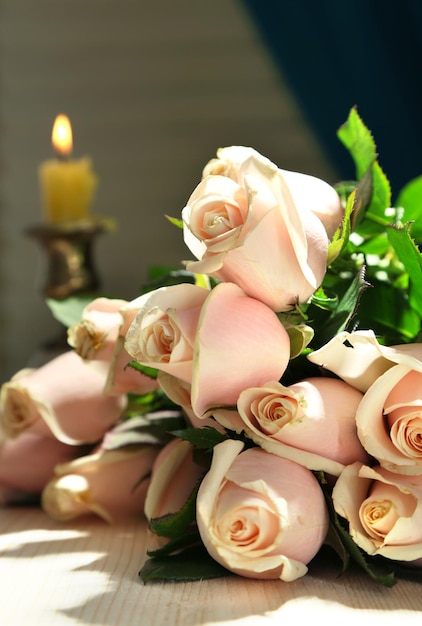 Beautiful bouquet of roses, on dark background