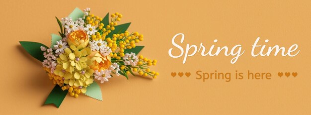 beautiful bouquet of spring flowers with copy space Spring time