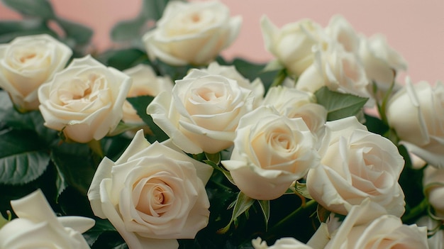 A beautiful bouquet of white roses Wedding decoration