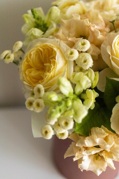 Beautiful bouquet of white roses