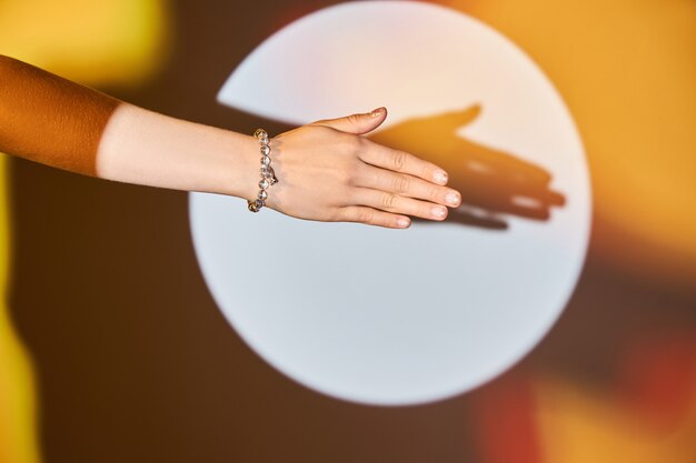 Beautiful bracelet on a woman's hand.