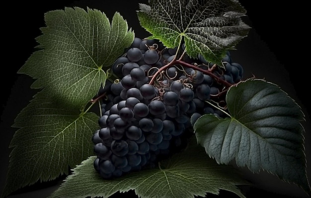 Beautiful branches of ripe grapes Generative AI