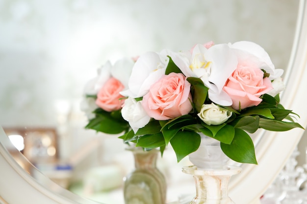 A beautiful bridal bouquet at a wedding party