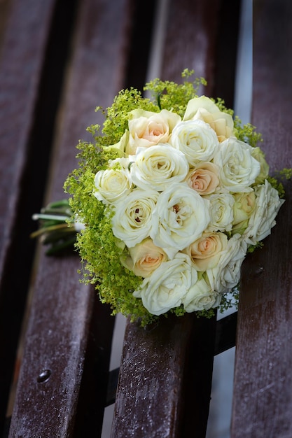 A beautiful bridal bouquet at a wedding party