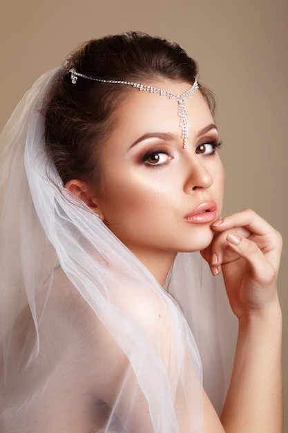 Beautiful bride portrait with veil 