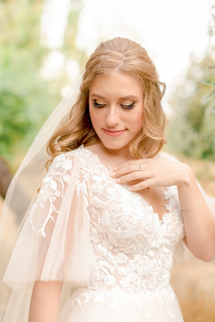 BEautiful Bride in a summer park