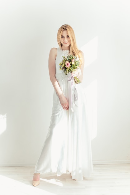 Beautiful bride with bouquet