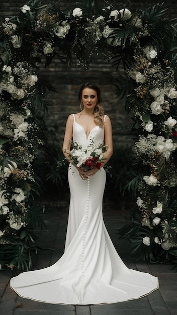 Beautiful bride with white dress