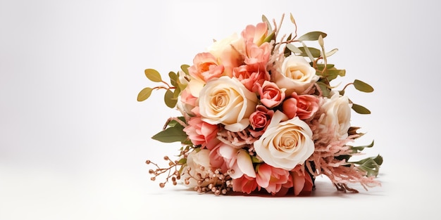 Beautiful brides bouquet isolated on background elegant wedding themed design copy space