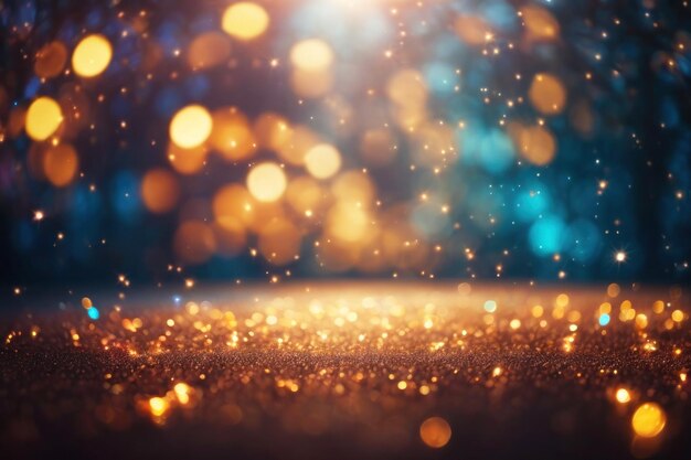 Beautiful bright background gold sparkles with bokeh effect Sparkling lights multicolored backdrop