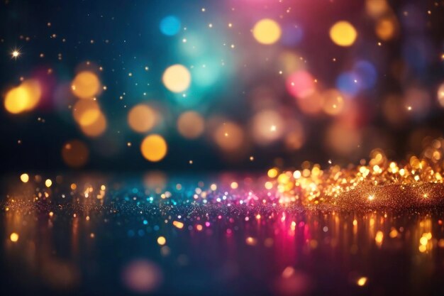 Beautiful bright glitter background bokeh effect Sparkling lights multicolored backdrop firecracker