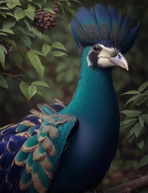 beautiful bright multicolor peacockS in jungle