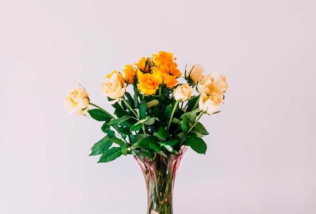 Beautiful bright rose flowers in vase