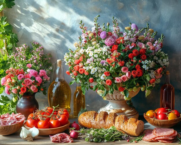 Beautiful bright still life with vegetables