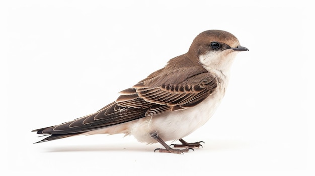 Photo beautiful brown and white bird perched on a pristine white surface