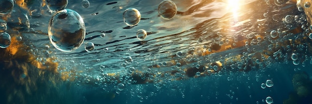 Beautiful bubbles under the lake