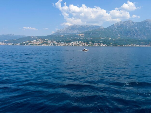 The beautiful buildings on the island in Montenegro