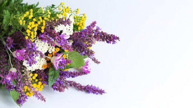 Beautiful buquet of mixed colorful wildflowers