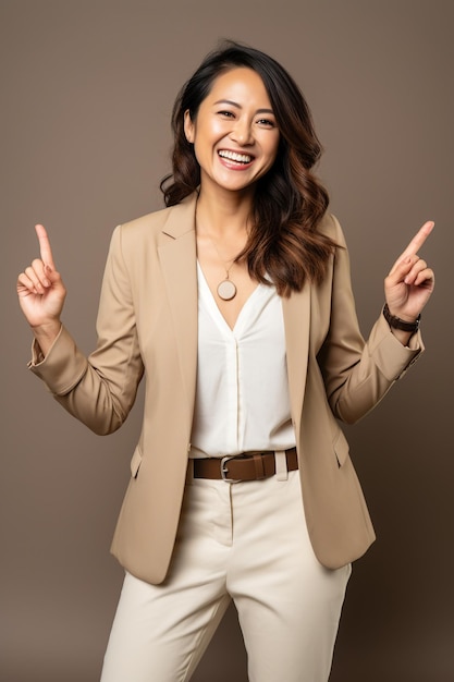 A Beautiful Business Woman Pointing With Finger