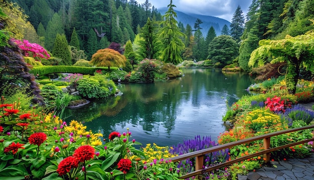 A beautiful Butchart Garden in a river 2