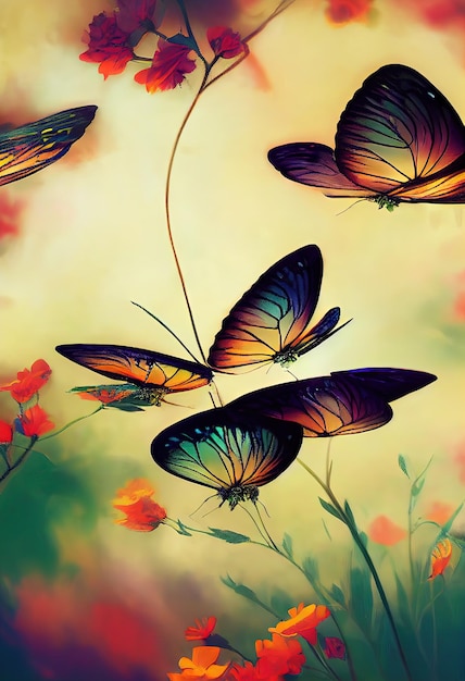 Beautiful butterflies background colorful butterfly flying eclectic colors image