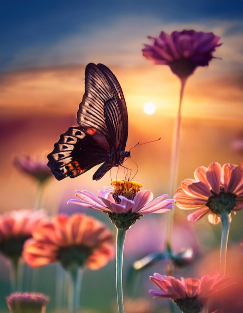 Photo beautiful butterfly design on blossom