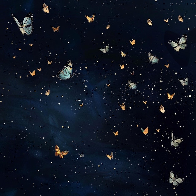 Photo a beautiful butterfly flies in the night sky generated with ai